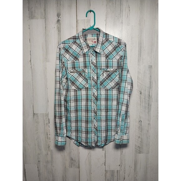 JNCO  Men's  Large Blue Plaid Button Up Long Sleeve Shirt - Picture 1 of 7